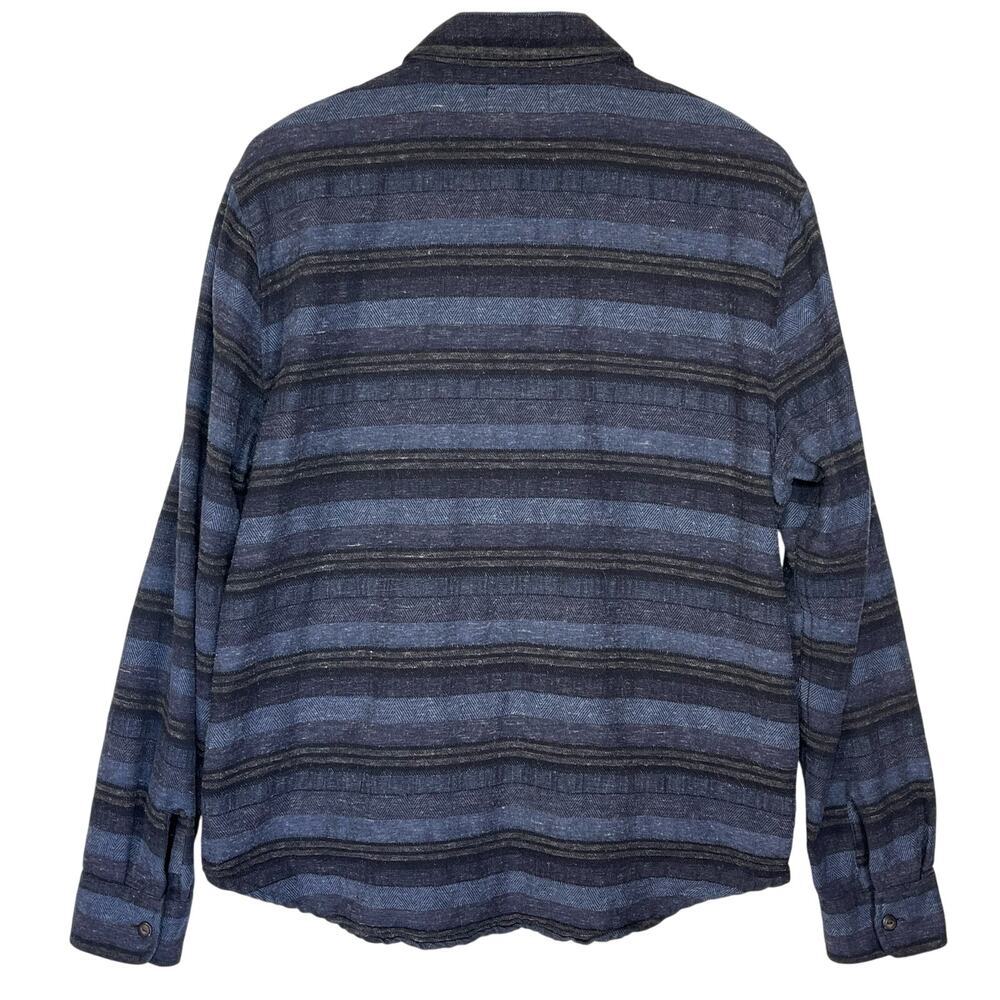 LUCKY BRAND Men’s Blue Striped Button Front Flannel Shacket large - Picture 5 of 5